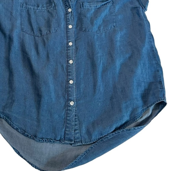 ALISON ANDREWS Short Sleeve Chambray Blouse Size Large - Picture 11 of 17